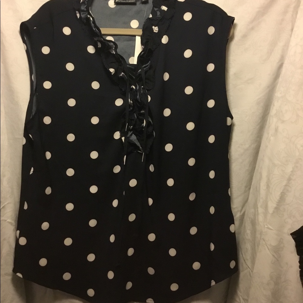 Navy Polka Dot Blouse.
